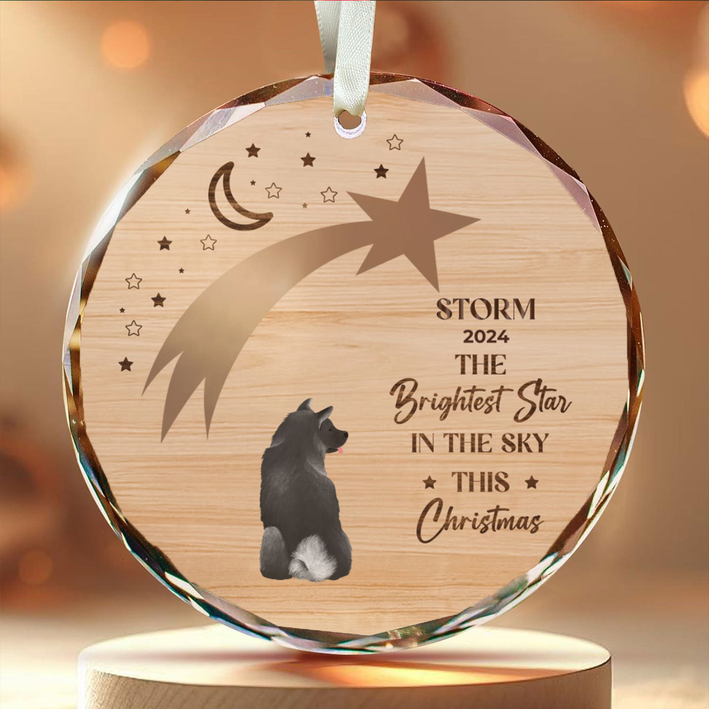 Personalized Christmas Memorial Pet Glass Ornament - 'My Pet is the Brightest Star' with Custom Pet Type & Name